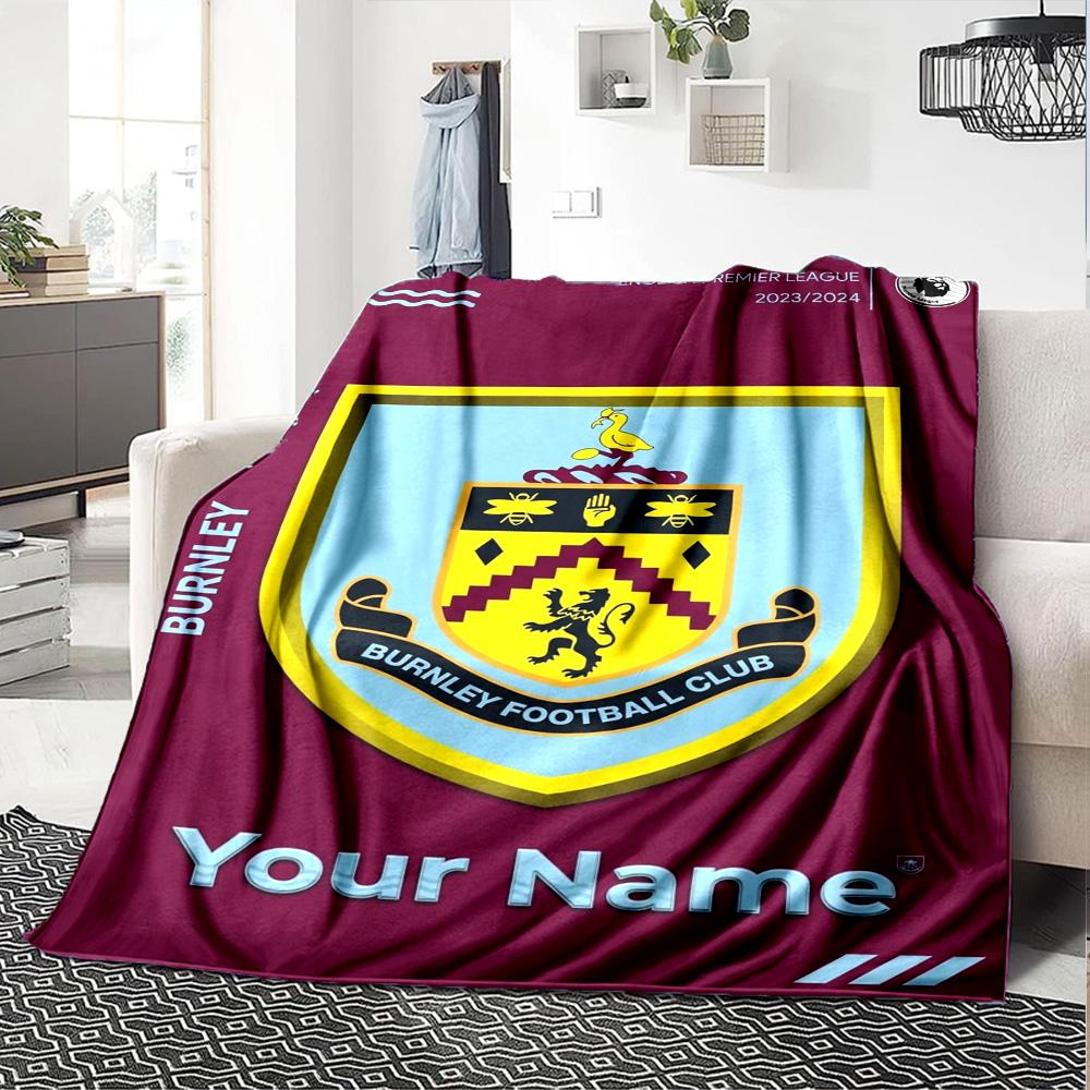 Name Custom Burnley FC Print Flannel Blanket High Quality Warm Comfortable Cover for All Seasons Perfect for Gifts Home Decor