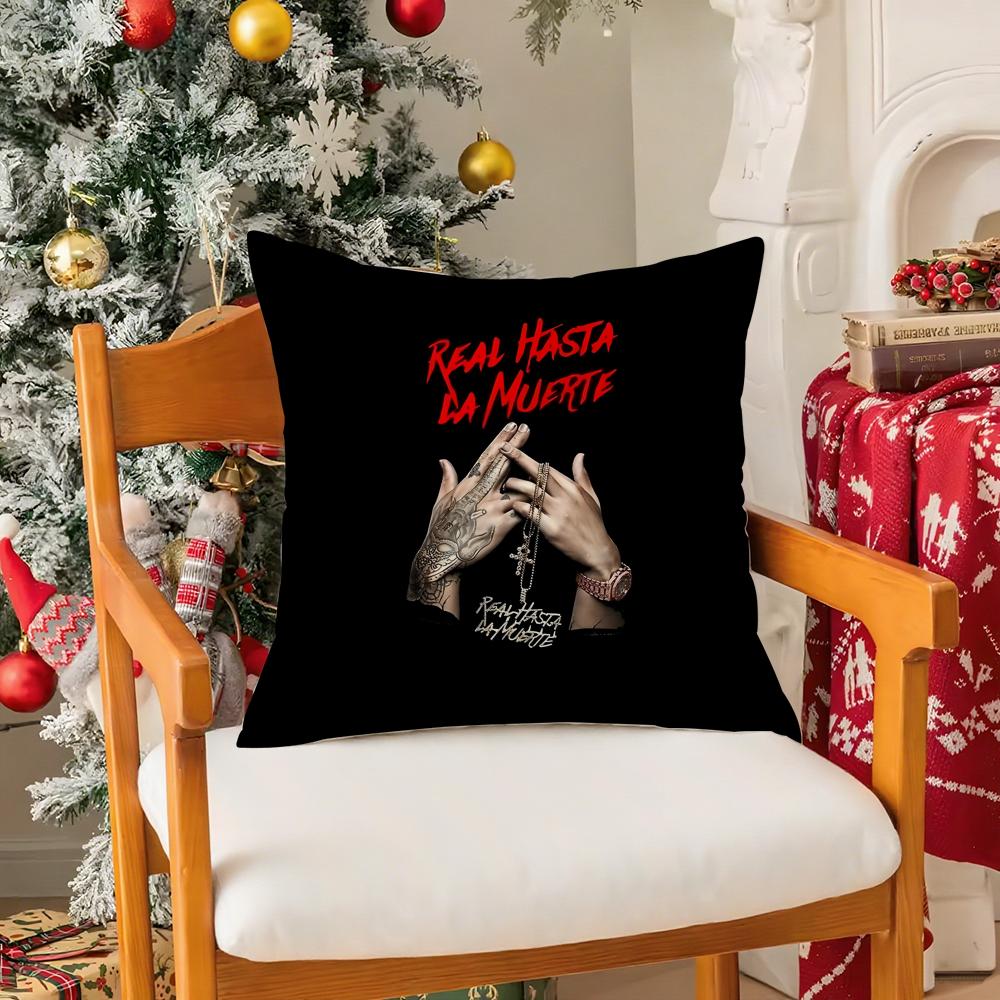 Rapper AAnuel AA Real Hasta La Muerte Pillow Case Silky Short Plush With Invisible Zipper Dustproof Sofa Cushion Cover