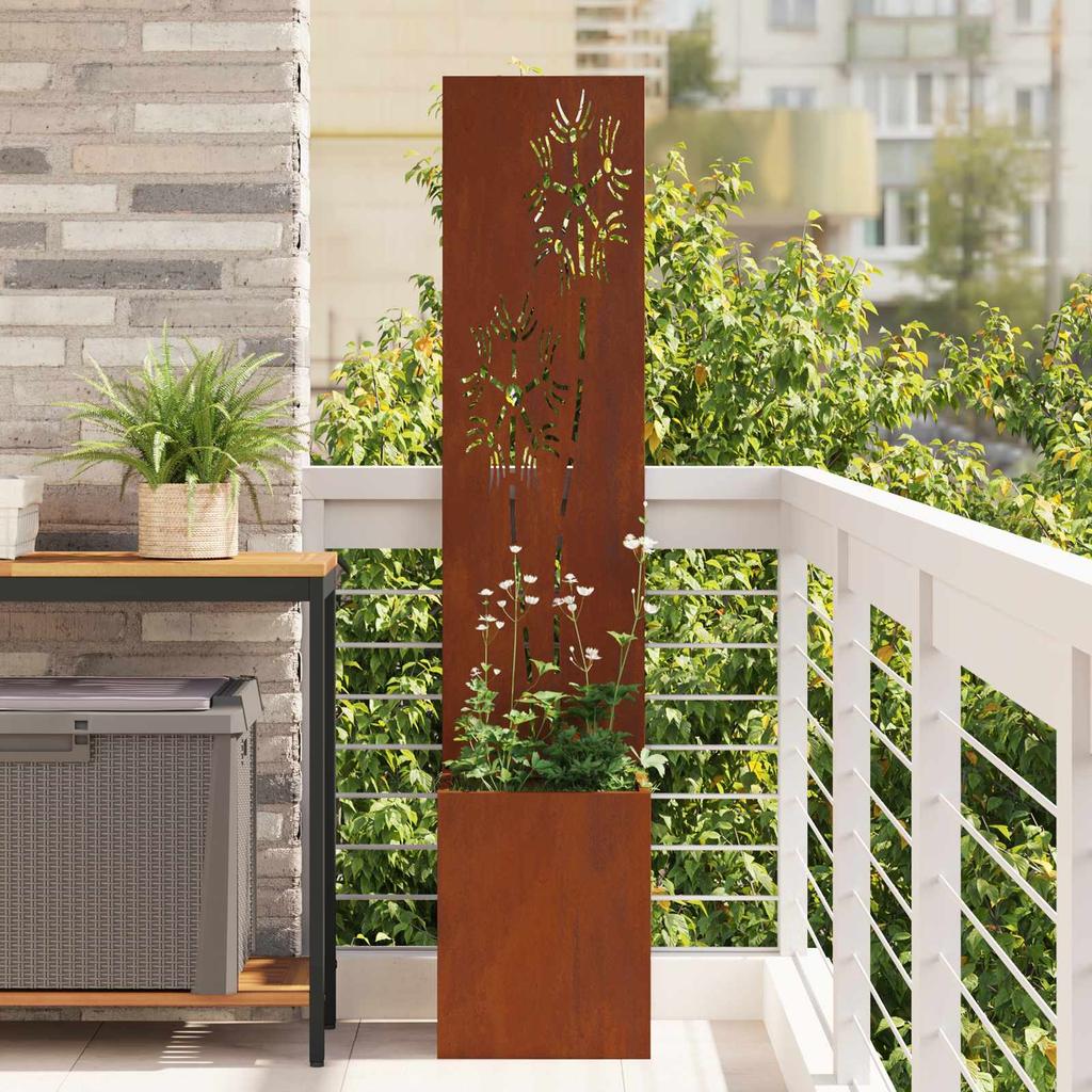 Garden Privacy Screen Floral Rusty 32 x 32 x 150 cm