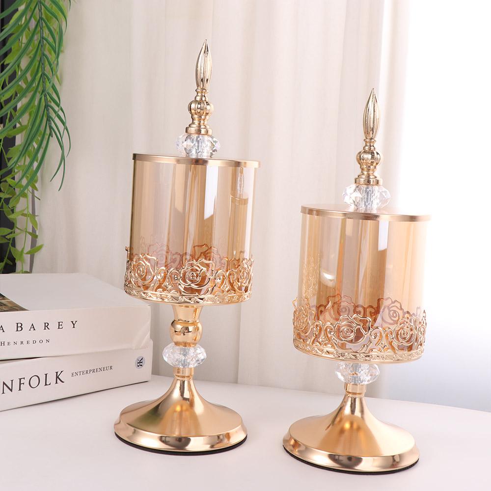 Vintage Crystal Glass Storage Jar Decorative High Footed Candy Can European Style Candy Jar Office