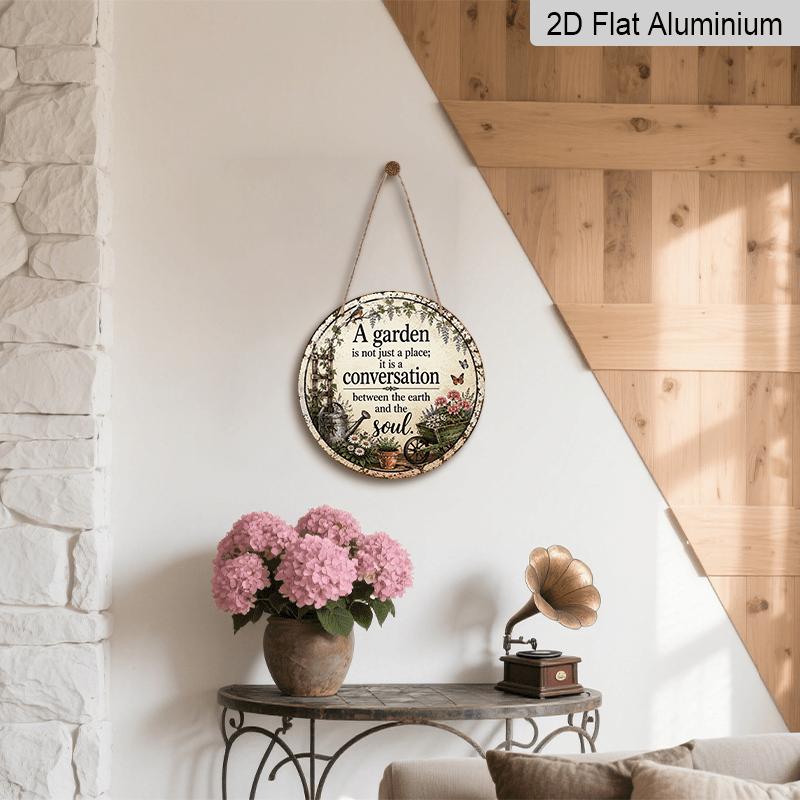 [Floral Garden Aluminum Sign] 2D Flat, 1pc Round Hanging Sign - A Garden Is Not Just A Place Inspirational Metal Sign, Floral Garden Decorative Signs
