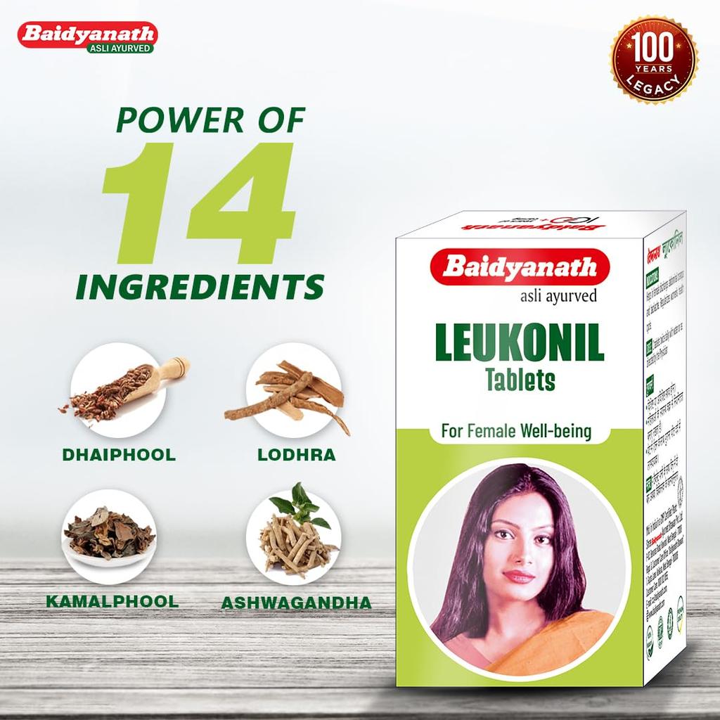 Baidyanath Лейконил Аюрведическая добавка для общего самочувствия 50 таблеток х 2 упаковки Поддерживает гормональный баланс и ежедневную жизненную силу