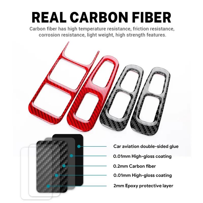 For Kia Stinger LHD RHD Real Soft Carbon Fiber Car Door Window Button Panel Trim Sticker Accessories