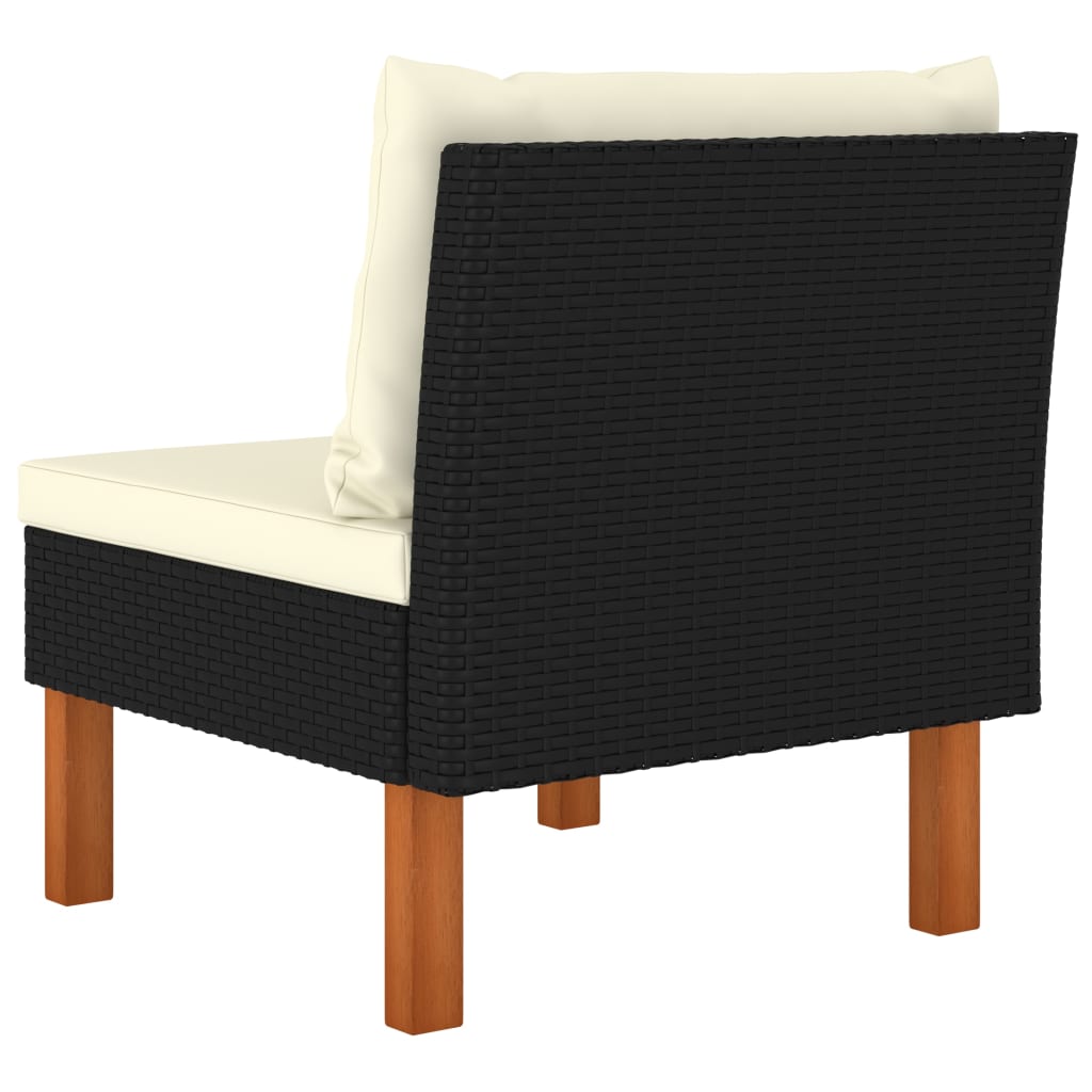 Modular Sofas 2 pcs Poly Rattan and Solid Eucalyptus Wood
