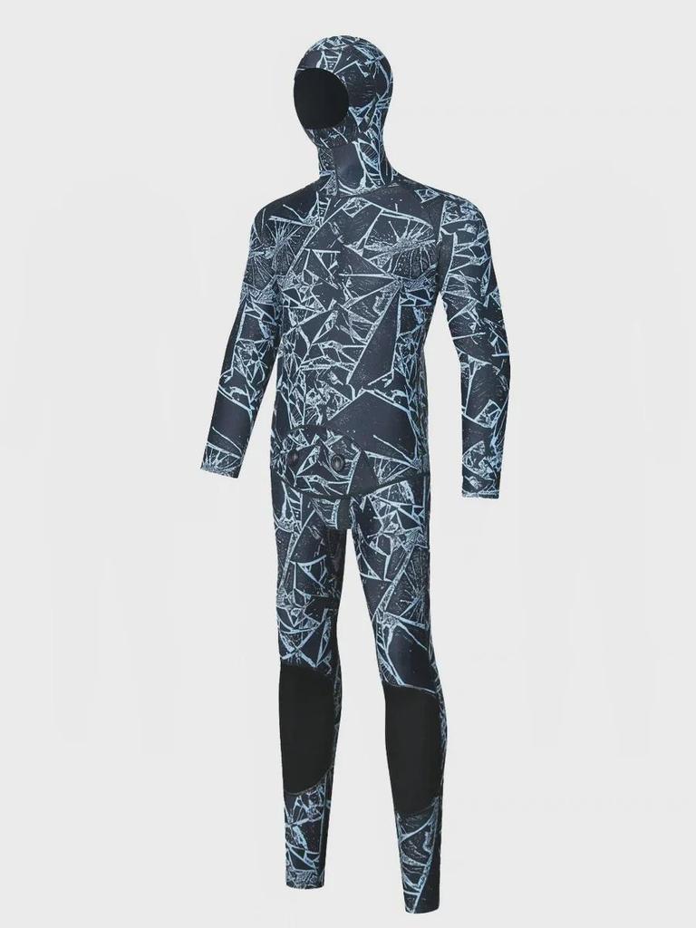 3mm Men's Camouflage Hooded Wetsuit for Hunting, Freediving, Surfing, and Rescue