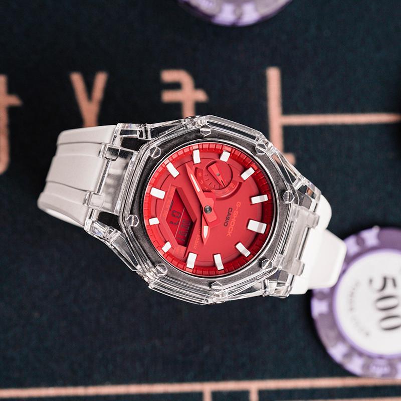 Casio Унисекс Часы с Жидкокристаллическим/Аналоговым Двойным Дисплеем Серия Красные GA-2100-4A-