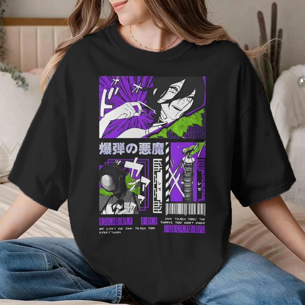 Chainsawunisexs Reze T Shirts Unisex Unisex 100 Cotton Amazing Tshirts Crew Neck Anime Movie Tee Shirt Short Sleeve Tops Gift Idea