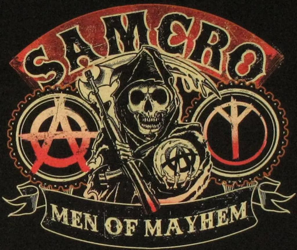 SAMCRO Люди хаоса. - Футболка в стиле ретро SOA Grim Reaper Symbols, летняя хлопковая футболка с коротким рукавом и круглым вырезом для мужчин, новая, S-3XL