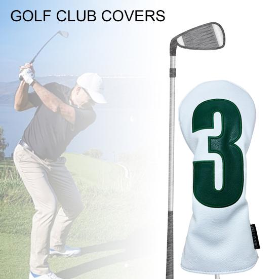 Faux Leather Golf Club Head Cover for Drivers Fairway Woods Hybrids No.1/3/5/U Headcover Soft Velvet Lining British-Style Green Putter Head Protector