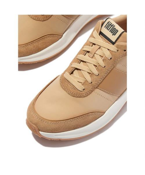 [FitFlop] F-Mode Women's Leather/Suede Platform Sneakers - Camel Mix FT59K2N20C