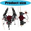 Women Gothic Statement Jewelry Set Lace Choker Necklace with Finger Rings Bracelet Halloween Costumes Accessories AXYD