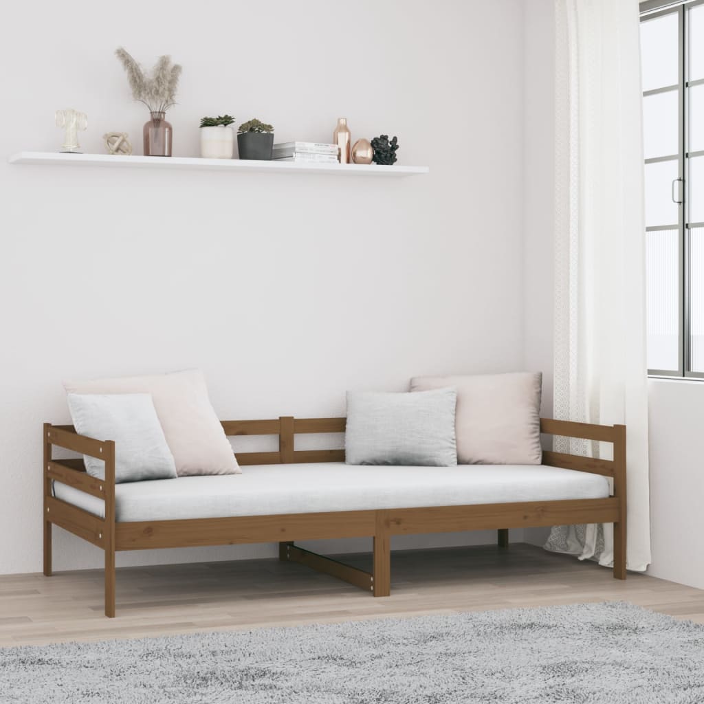 Daybed in Honey Brown 90 x 190 cm Solid Pine Wood