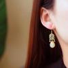 Natural Hetian White Jade Colorful Enamel Porcelain Drop-Shaped Earrings Chinese Retro Light Luxury Charm Women'S  Jewelry