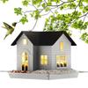 Solar Durable Outdoor Birds Feeder Lantern Weather-Proof Hanging Metal Feeding House Charming Solar-Powered Bird Feeder