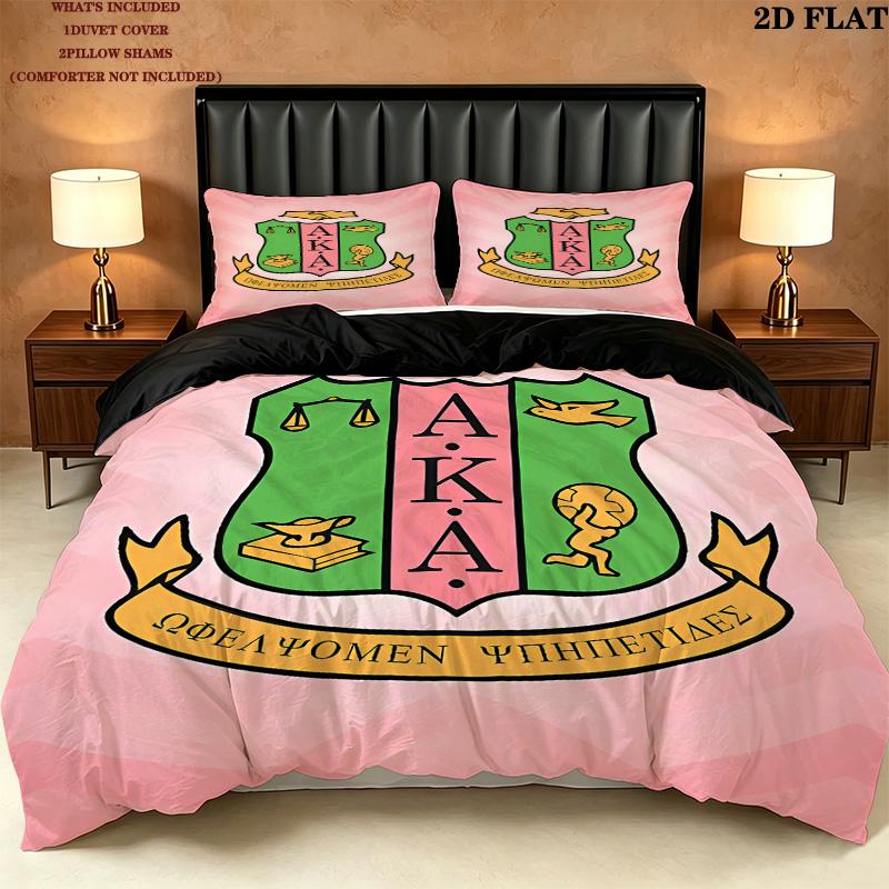 Aka Pattern Bedding Quilt Set Quilt Cover Pillowcase Home Birthday Gift(1 * duvet cover + 2 * pillowcase, without core)