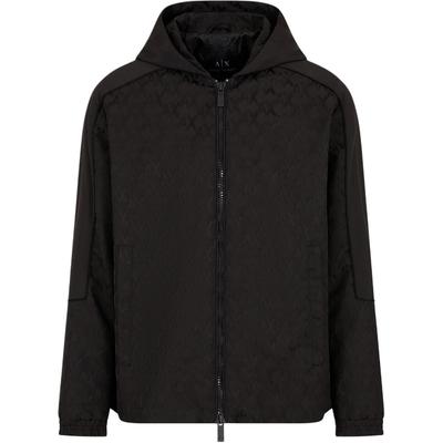 SS24 Logo Jacquard Full Print Spliced Hooded Jacket Men Jackets Black 6DZBL1-ZN5YZ-1200