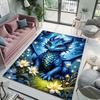 Multiple sizes Blue dragon with glowing flowers Print Carpet Rug for Living Room Bedroom Sofa Doormat Home Decor Non-slip Mat