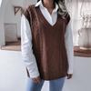 Women's  And Winter V-Neck Top Campus  Casual Loose Knit Vest Sweater
