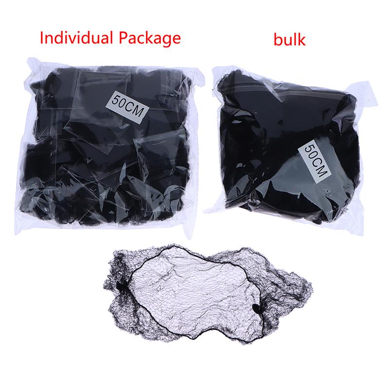 50Pcs Hair Net Black Elastic Bundle Hair Invisible Hairnet Mesh Bun Hair Net