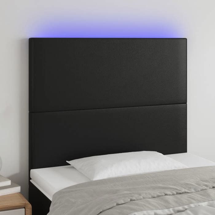 Tête de lit - MAISON EXCLUSIVE - Similicuir 80x5x118/128 cm - LED intégrée - Hauteur réglable - Noir