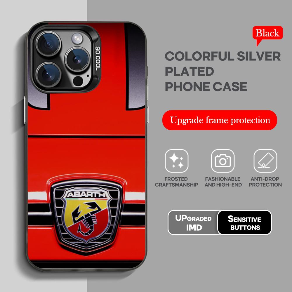 A-ABARTHes Italy Phone Case black IMD Colorful Silver Suitable case for iPhone 17 16 e 15 14 13 12 11 XS Pro Max