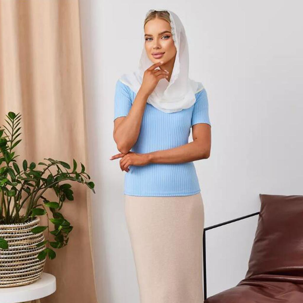 Шифоновый кружевной платок-мантилья, дышащий шарф-шаль, легкое головное покрытие для женщин для церкви, молитвы, мессы и повседневного ношения