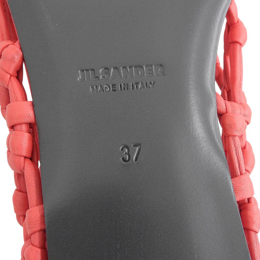 Jil Sander Туфли-балетки из кожи наппа ручной вязки, Rouge/Красный, Размер 37, J15WZ0027, 25Туфли из нержавеющей стали 37 RougeБ/у