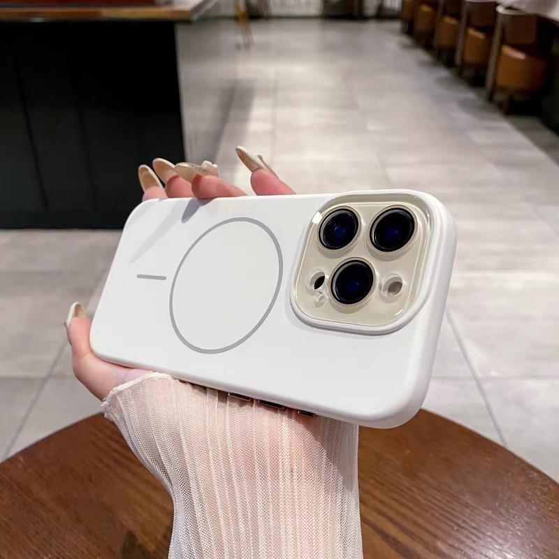 Applicable To IPhone16 Liquid Matte Silicone Thin Circle Magnetic Suction Phone Case Apple 15 Lens Film Full Inclusive Protection Case