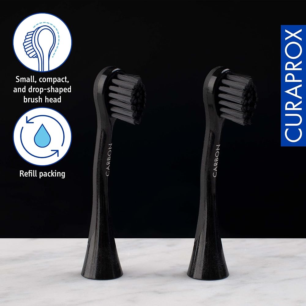 Curaprox Sonic Electric Toothbrush Black is White Replacement Brush Heads 2-Pack