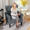 Upholstered Accent Chair With Rolled Arms And Wood Legs Armchair For Living Room Bedroom Grey