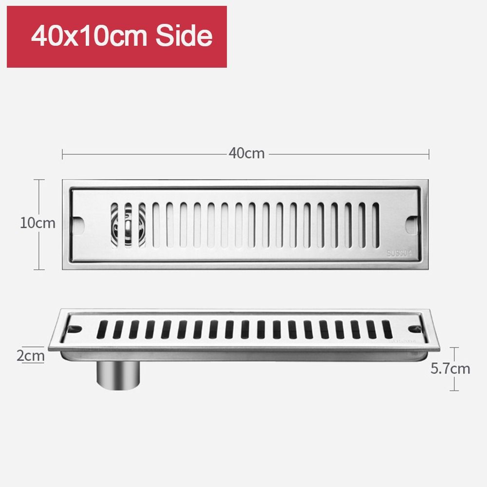 20-50cm Stainless Steel Shower Floor Drain with Strainer Cover Drain Filter Linear Floor Drain