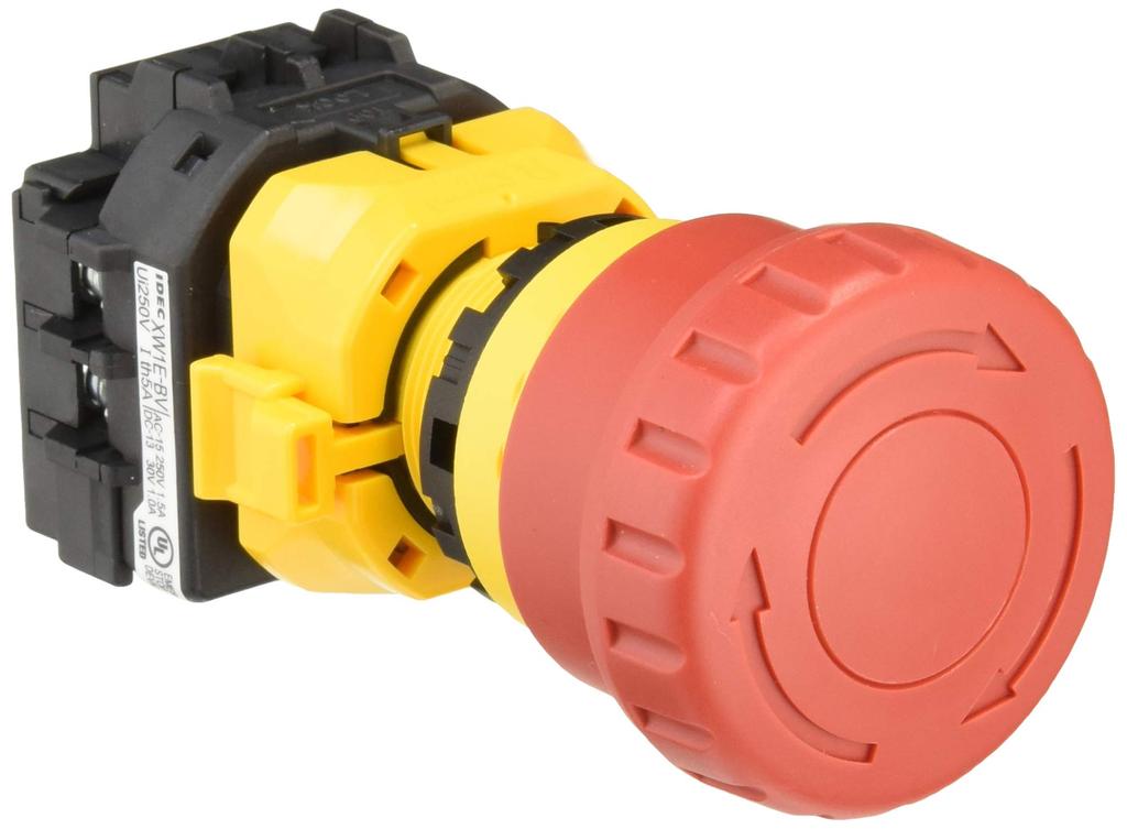 IDEC XW Series Emergency Stop Pushbutton Large 2 Screw Switch, 22, Non-Illuminated, Button, Forms, Terminals, IP20, XW1E-BV402MFR