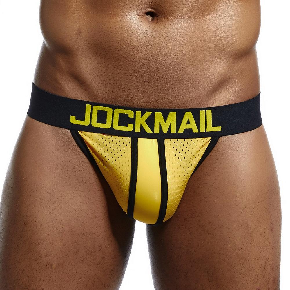 Jockstraps JOCKMAIL Модные трусы-стринги с низкой посадкой из контрастной дышащей сетчатой ткани для мужчин