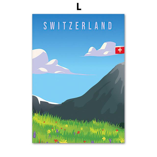 Германия Исландия Франция Япония город настенная живопись холст живопись мультфильм путешествия плакат и принт настенные панно для декора гостиной