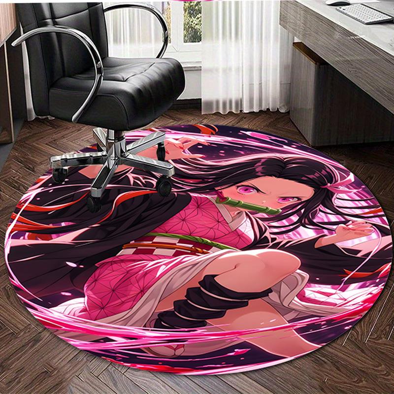1pc nezouko Print Round Carpet Chair Round Carpet Suitable for Bedroom Living Room Home Decorative Carpet