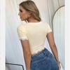 Fashion New Womens Summer Lace Sleeve Neck Short Sleeve Printed Casual Loose Plus Size Tshirt