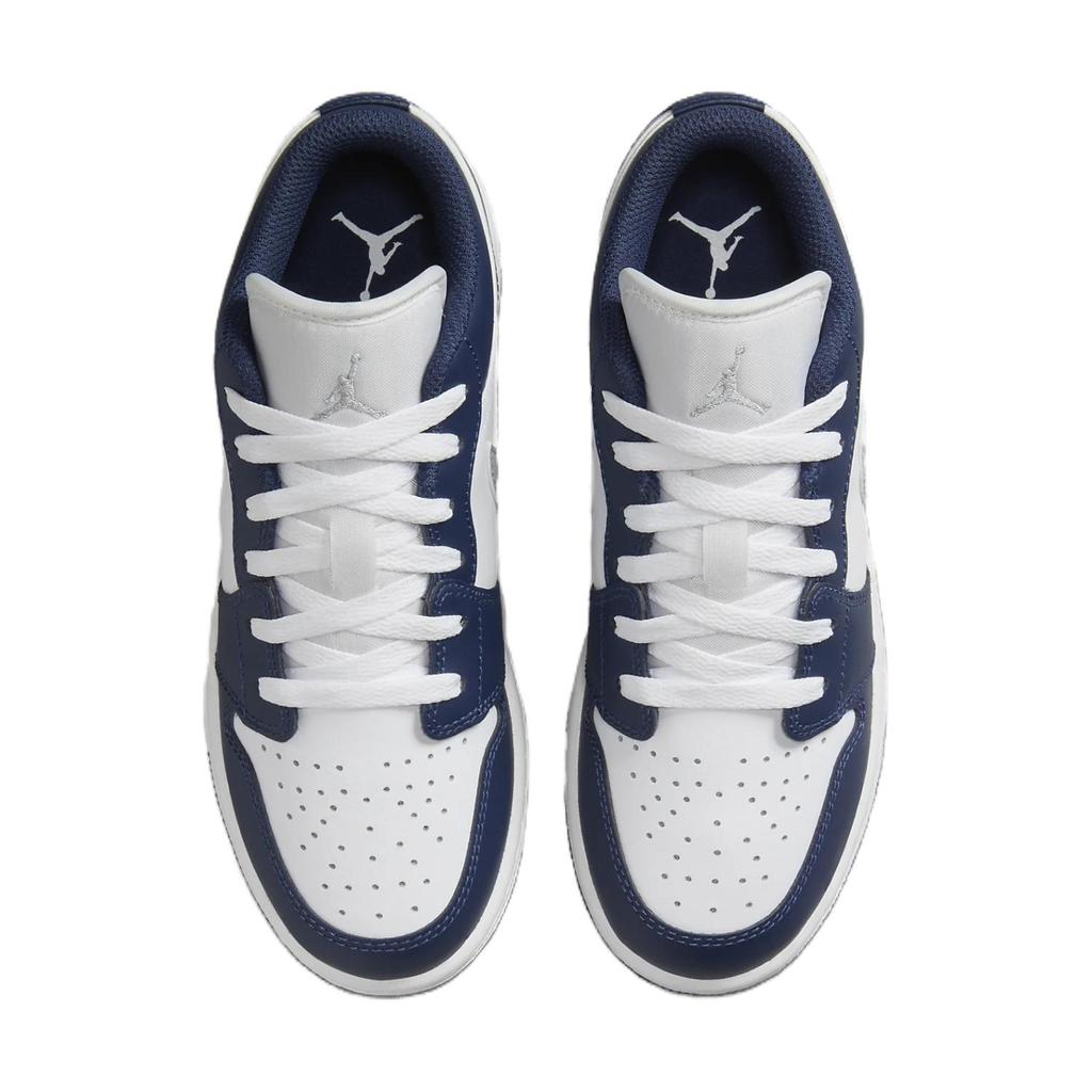 Jordan Air Jordan 1 Нескользящая Амортизация Устойчивая к истиранию Низкие Детские Баскетбольные Кроссовки Серый Синий 553560-141