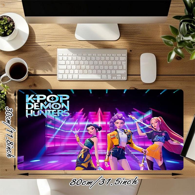 1Pc Kpop Demon Hunters Gaming Mouse Pad Keyboard Desk Mat Non-slip Rubber Lock Edge Waterproof Computer Mousepad for Office Home Decor S1876