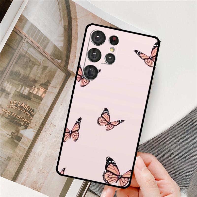 Cute Aesthetic Butterfly Phone Case For Samsung Galaxy S24 Ultra S9 S10 S20 S21 S22 S23 Plus S24 FE S25 Ultra Cover