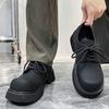 Shoes Men's Trendy Black Platform Big Head Casual Leather Shoes European and American Trend Versatile Height Increase Derby Shoes 9522-Z