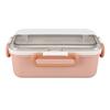Ланч-бокс 900 мл Розовый 2 отделения Герметичный контейнер для ланча из нержавеющей стали со спорком
