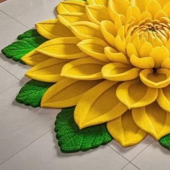 3D Flower Floor Mat Absorbent Large Flower Area Rug Non-Slip Bathroom