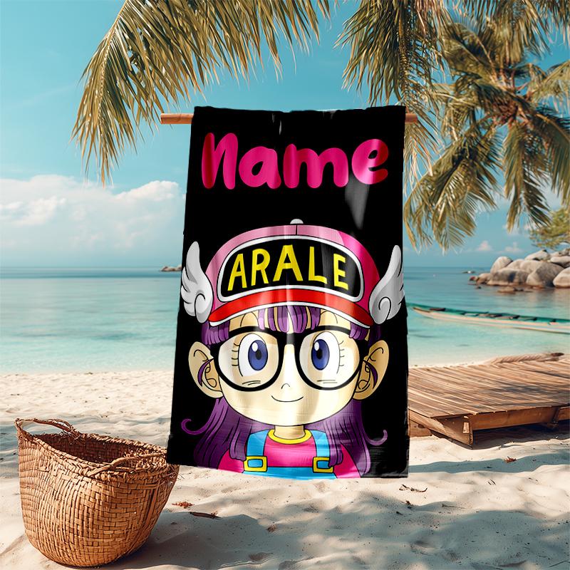 Personalized customized proof beach towel with Arale Norimaki pattern - soft, absorbent, quick-drying, perfect swimming, camping&bathing