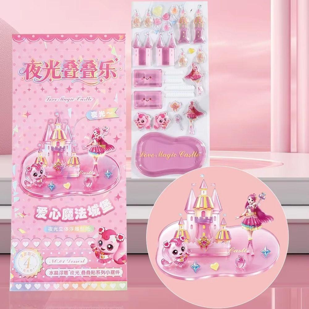 Stackable 3D Crystal Stackable Stickers Cartoon Embossed Decals Tabletop Decoration