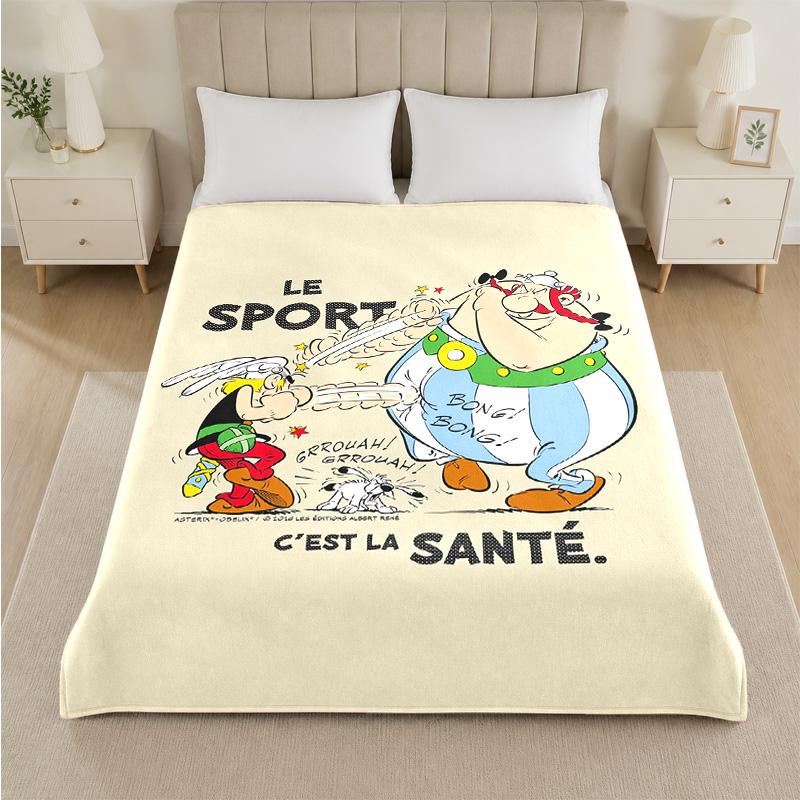 Asterix & Obelix Print Flannel Blanket Cozy Warm Plush Throw Blanket For Bed Sofa Couch Indoor Household Use