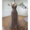 High-end single shoulder sexy sleeveless fish tail elegant celebrity temperament light luxury host evening dress LA11011