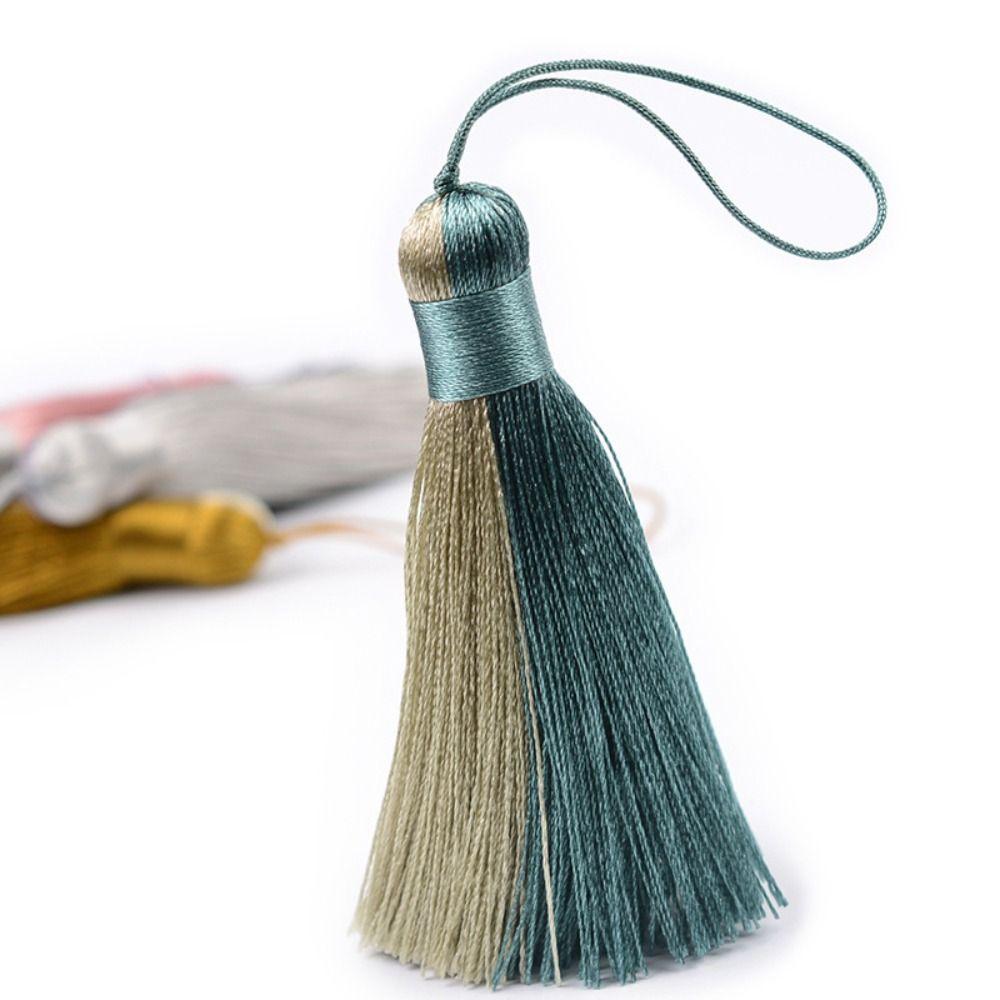 Soft Thread Silk Tassel Pendant Two-Tone Color Gradient Tassel Ornament  For Jewelry DIY