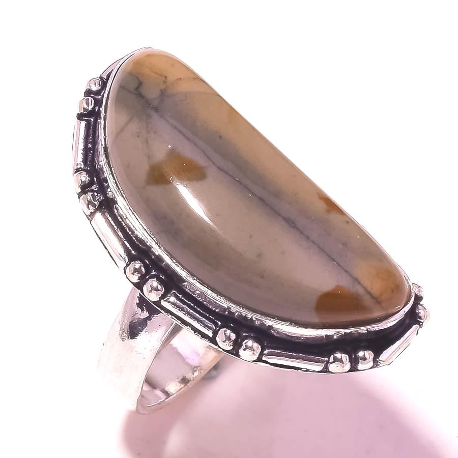 Кольцо из арахисового дерева с драгоценным камнем яшмой ручной работы, уникальный дизайн, подарочное ювелирное изделие 8 дюймов U4u46