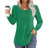 Осенняя женская футболка с длинным рукавом, модные топы, повседневные плиссированные свитера с низким круглым вырезом, женская одежда