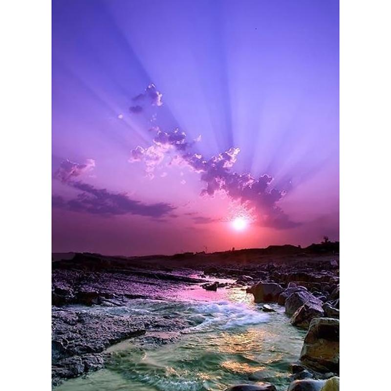Full Round 5D DIY Diamond Painting Sunset Landscape Sea View Cross Stitch Kits Mosaic Rhinestone Embroidery Home Decor